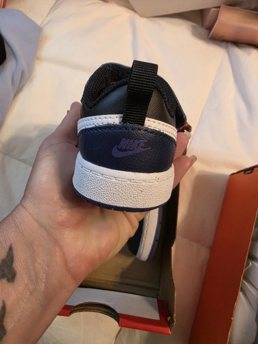 Nike Toddler Navy, Black and White Hook-and-Loop Sneakers